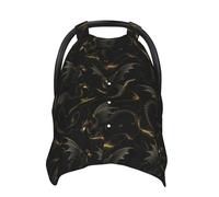 Fundas de asiento de coche de bebé con estampado de dragón negro y dorado, funda de lactancia transpirable, funda de lactancia, fundas para cochecito, toldo multiusos para asiento de coche, artículos