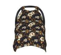 Fundas de asiento de coche de bebé con estampado floral retro de abeja amarilla, funda de lactancia transpirable, funda de lactancia, fundas para cochecito, toldo multiusos para asiento de coche