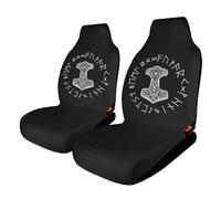 Fundas de Asiento de Coche escandinavas con diseño de Martillo de Thor y Vikingo de mitología nórdica, protección de Asientos para Mujeres y niñas, adecuadas para la mayoría de vehículos, automóviles