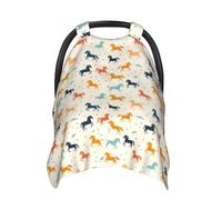 Fundas de asiento de coche para bebé con estampado de caballos coloridos, funda de lactancia transpirable, funda de lactancia, fundas para cochecito, toldo multiusos para asiento de coche, artículos