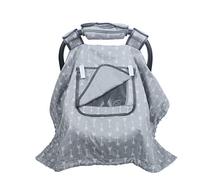 Fundas de asiento de coche para bebés niño niña, toldo para recién nacido, 2 capas de ventanas de malla/tela, sin cambios en el asa del portador, algodón y forro polar, cojín de mango, color gris