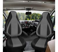 Fundas de asiento de coche para FIAT Ducato Citroen Jumper Peugeot Boxer PossL 2 Win Knaus Adria Carthago Pilote Laika RV Fundas de asiento de coche, negro y gris