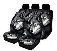 Fundas de Asiento de Coche universales con Estampado de Lobo Animal 3D, Funda de Asiento de Coche con diseño de Coche, Funda Protectora de Asiento Completo para Coche, Accesorios Interiores-7 Piezas