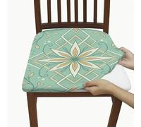 Fundas de asiento de flores para sillas, modernas, elegantes, geométricas, primaveras, verde azulado, elastano, lavables, elásticas, transpirables, decoración para cocina, restaurante, oficina, fiesta