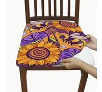 Fundas de asiento de girasol para sillas, diseño de abeja vibrante en espiral, verano, amarillo, elastano, lavable, extraíble, decoración para cocina, sala de estar, fiesta, 4 piezas