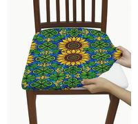 Fundas de asiento de girasol para sillas, vibrante trébol bohemio círculo, primavera, amarillo, elastano, detalles lavables, suaves, elásticas, fundas de silla decorativas para cocina, oficina