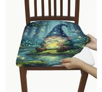 Fundas de asiento de gnomo para sillas, diseño de luciérnagas de fantasía, libélula, verde, elastano, lavable, extraíble, decoración para comedor, cocina, banquete, 2 unidades