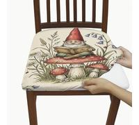 Fundas de asiento de gnomo para sillas, diseño rústico de hongos crisantemo, verano, rojo, elastano, lavable, elástico, transpirable, decoración para comedor, cocina, banquete, 2 unidades