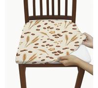 Fundas de asiento de trigo para sillas, diseño rústico de granos de café natural, galleta, color beige cosecha, elastano, lavable, decoración para cocina, restaurante, oficina, fiesta, 6 piezas