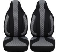 Fundas de Asiento para Coche compatibles con Hyundai i10 2ª generación de 2013 - 2019, para Conductor y Pasajero, Color Negro y Gris