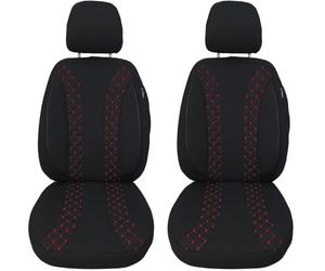 Fundas de Asiento para Coche compatibles con Opel Insignia A 2008 - 2017, para Conductor y copiloto, Color Negro y Costuras Rojas.