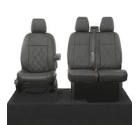 Fundas de asiento para Ford Transit Custom 2013 a 2023 | Fundas de asiento delantero de cuero sintético de alta calidad, impermeables, amortiguación con respaldo de espuma, diseño de puntada Bentley