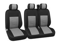 Fundas de asiento para furgoneta, color gris y negro, ajuste universal para la mayoría de furgonetas, camiones, fundas de asiento delantero individual y doble para 2 + 1