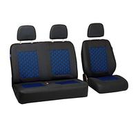 Fundas De Asiento para Peugeot Expert - Conjunto De Fundas 1+2 - Color Premium Negro con Efecto 3D Azul