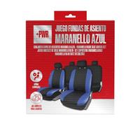 +PWR Car Parts Juego Completo de Fundas de Asiento Universales Maranello Azules y Negras. Airbag Compatibles. Completo para 5 Asientos. Fabricadas en Polyester