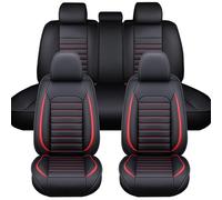 Fundas de Asientos para Coche para BMW 3 Series G21 Touring 2019 2020 2021 2022 2023, Cubre Asientos en Cuero Traspirable e Impermeable, Protectores Delanteros y Traseros,A Black+Red