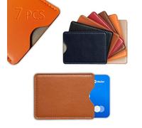 Fundas de bloqueo RFID universales para viajes y negocios, 7 piezas de cuero multicolor de lujo para tarjetas de crédito que protegen las tarjetas del robo electrónico, soporte para tarjetas de