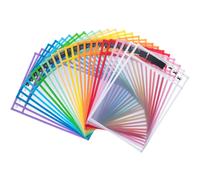 Fundas de bolsillo Mr. Pen - 25 x 35 cm (paquete de 24) - Fundas de pl stico transparente reutilizables y coloridas para hojas de borrado en seco