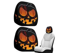 Fundas De Cabeza De Halloween Para Coches | 2 Piezas Protector Reposacabezas Elástico - Impresión Dúplex Grandes Ojos Horror - Accesorios Interior Conductor Pasajero Hombres
