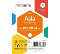 Fundas de Cartas, Fundas de Juegos de Mesa, Zacatrus Asia Premium, 57,5 mm x 89 mm, Pack de 55 Unidades, Transparentes