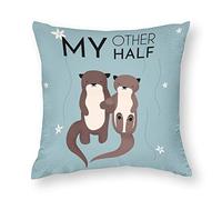 Fundas de cojín, 1 funda de almohada decorativa para pareja de nutria, 40,6 x 40,6 cm, suave poliéster cuadrado para sala de estar, sofá, cama, fundas de almohada