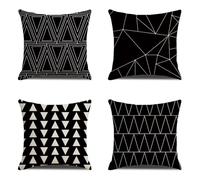 Fundas de Cojin 20x20cm Juego de 4, Fundas de Cojines Modernas Negro, Cuadradas Fundas de Cojin con Cremallera Invisible Funda Cojin Sofa, Cojines Decoracion para Patio al Aire Libre YG-34