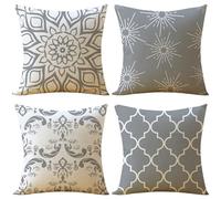 Fundas de Cojín 30x30 cm Juego de 4 Fundas cojines gris Funda Cojin Exterior simple Cojines para Sofa de Lino Cojines Cama Decorativos para Salón Oficina Coche Exterior Decoración de Hogar Regalos