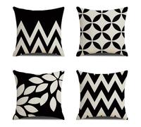 Fundas de Cojín 30x30 cm Juego de 4 Fundas cojines negro Funda Cojin Exterior Blanco Cojines para Sofa de Lino Cojines Cama Decorativos para Salón Oficina Coche Exterior Decoración de Hogar Regalos