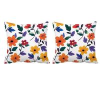 Fundas de Cojin 30x30cm Funda Cojine Blanco Cojines Exterior Decorativos Impermeable Lino Margarita,Cojín Silla con Cremallera Oculta para Sala de Estar,Sofás,Sillas Dormitorio Jardín 2 Piezas -T365