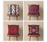 Fundas de Cojín 40x40 cm Juego de 4 Negro Geométrico Fundas de Cojines de Lino Decorativas Estilo Étnico Funda de Almohada Cuadrado Moderna Decoración Funda Cojin Sofa para Coche Estar Sillas Jardin