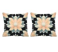 Fundas de Cojin 45x45cm Funda Cojine Mandala Cojines Exterior Decorativos Impermeable Terciopelo Bohemia,Cojín Silla con Cremallera Oculta para Sala de Estar,Sillas Dormitorio Jardín 2 Piezas -T355
