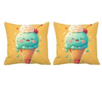 Fundas de Cojin 50x50 Funda Cojine Amarillo Cojines Exterior Decorativos Impermeable Lino Azul,Cojín Silla con Cremallera Oculta para Sala de Estar,Sofás,Camas,Sillas Dormitorio Jardín 2 Piezas -T711