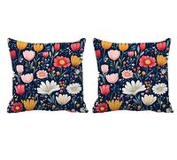 Fundas de Cojin 55x55 Funda Cojine Primavera Cojines Exterior Decorativos Impermeable Lino Flor,Cojín Silla con Cremallera Oculta para Sala de Estar,Sofás,Camas,Sillas Dormitorio Jardín 2 Piezas-T373