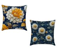 Fundas de Cojín 55x55cm Juego de 2 Cojines Cama Decorativos Color Cushion Covers Terciopelo Impermeable Exteriores Super Suave Flor Cojines para Sala de Estar Dormitorio Sofá Cama Regalo E-5230M