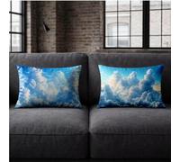 Fundas de Cojín 60 x 80CM Nube Funda Almohada 60 x 80CM Juego de 2 con Cremallera Invisible Paisaje Cushion Covers Impresión a Doble Cara para Primavera Decorativos Cojines Sofa Cama Regalo JBZT-6330