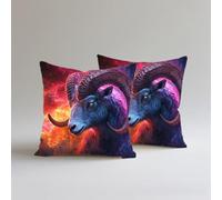 Fundas de Cojín 60x60cm, Juego de 2 Cundas para Cojines Decorativas de Terciopelo, Cojines de Sofá, Cushion Covers con Cremallera Oculta para Dormitorio, Oficina,Sofá Exterior Animal Antílope S0A-112
