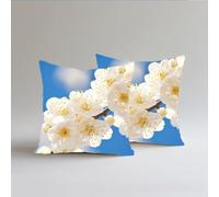 Fundas de Cojín 60x60cm, Juego de 2 Cundas para Cojines Decorativas de Terciopelo, Cojines de Sofá, Cushion Covers con Cremallera Oculta para Dormitorio, Oficina,Sofá Exterior Flor Blanco 2 S0A-120
