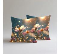 Fundas de Cojín 60x60cm, Juego de 2 Cundas para Cojines Decorativas de Terciopelo, Cojines de Sofá, Cushion Covers con Cremallera Oculta para Dormitorio, Oficina,Sofá Exterior Flor Fantástico S0A-205