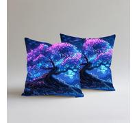 Fundas de Cojín 65x65cm, Juego de 2 Cundas para Cojines Decorativas de Terciopelo, Cojines de Sofá, Cushion Covers con Cremallera Oculta para Dormitorio, Oficina,Sofá Exterior Planta Árbol S0A-610