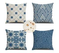 Fundas de Cojín 70x70 cm Juego de 4 Fundas cojines Azul marino Funda Cojin Exterior moderno Cojines para Sofa de Lino Impermeables Cojines Cama Decorativos para Jardín Exterior Decoración de Hogar