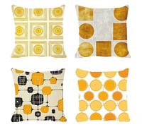 Fundas de Cojín 80 x 80 cm, Juego de 4 Cundas para Cojines Decorativas de Exterior Impermeable Lino, Cojines de Sofá, Cushion Covers con Cremallera Transpirable Suave,Amarillo Sencillez 1 F0P-359