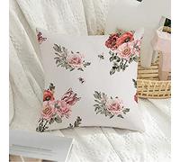 Fundas De Cojín Acuarela Botánica Clavel Borgoña Repetición Patrón Vintage Hojas Abejas Texturas Throw Pillow Case Decorativa Funda Cojines Lavable Almohada Caso para Salón Sofa 45X45CM