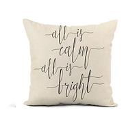 Fundas De Cojín All Is Calm Bright Christmas Carol Inspirational Elegant Ink Fundas De Almohada Moderna Throw Pillow Case Lavable Almohada Caso para Oficina Sofa Dormitorio 45X45CM