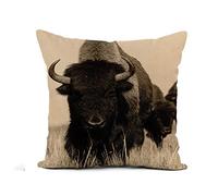 Fundas De Cojín American Bison Buffalo In Sepia The Herd of Shot Almohada Caso Moderna Funda Cojines Lavable Fundas De Almohada para Sofa Oficina Dormitorio 45X45CM