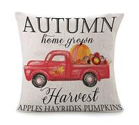 Fundas De Cojín Autumn Harvest Pumpkin Truck Red Truck Fall GNOME Funda Cojines Lavable Throw Pillow Case Decorativa Almohada Caso para Sofa Oficina Salón 45X45CM
