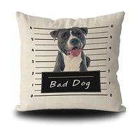Fundas De Cojín Bad Dog American Staffordshire Terrier Funny Animal Pet Throw Pillow Case Moderna Almohada Caso Lavable Fundas De Almohada para Sofa Salón Dormitorio 45X45CM