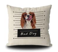 Fundas De Cojín Bad Dog Cavalier King Charles Spaniel Funny Animal Pet Fundas De Almohada Decorativa Almohada Caso Elegantes Funda Cojines para Dormitorio Oficina Sofa 45X45CM