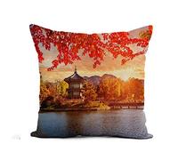 Fundas De Cojín Blue Maple Trees Lake At Gyeongbokgung Palace Seoul South Throw Pillow Case Elegantes Almohada Caso Moderna Fundas De Almohada para Dormitorio Sofa Oficina 45X45CM