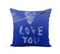 Fundas De Cojín Blue Writing Love You Message In The Airplane Funda Cojines Elegantes Fundas De Almohada Lavable Almohada Caso para Salón Oficina Sofa 45X45CM