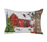 Fundas De Cojín Christmas Is Better On The Farm Barn Cow Snowman Funda Cojines Colorida Fundas De Almohada Moderna Almohada Caso para Habitación Dormitorio Sillas 40X60CM